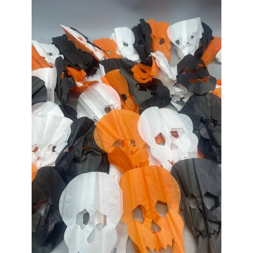 Set of Halloween Scary Party Garlands Crepe Decoration Skull pumpkin orange READ